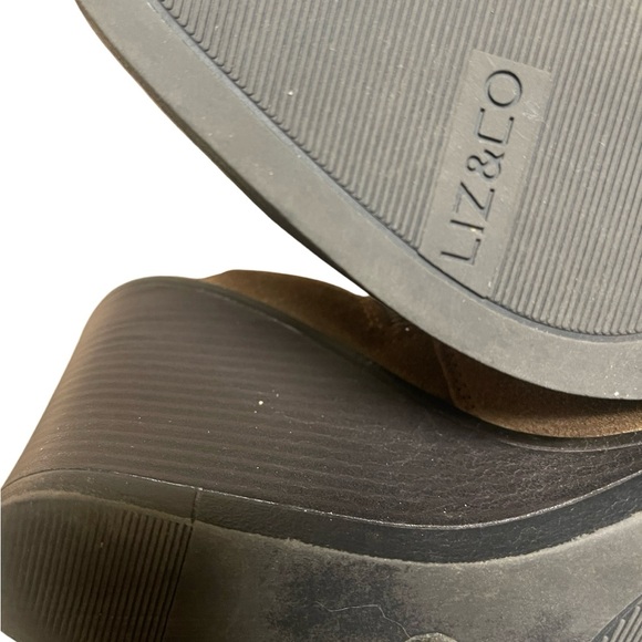 Liz & Co Brown Suede Wedge Boots Booties Size 7.5 M - Picture 6 of 8